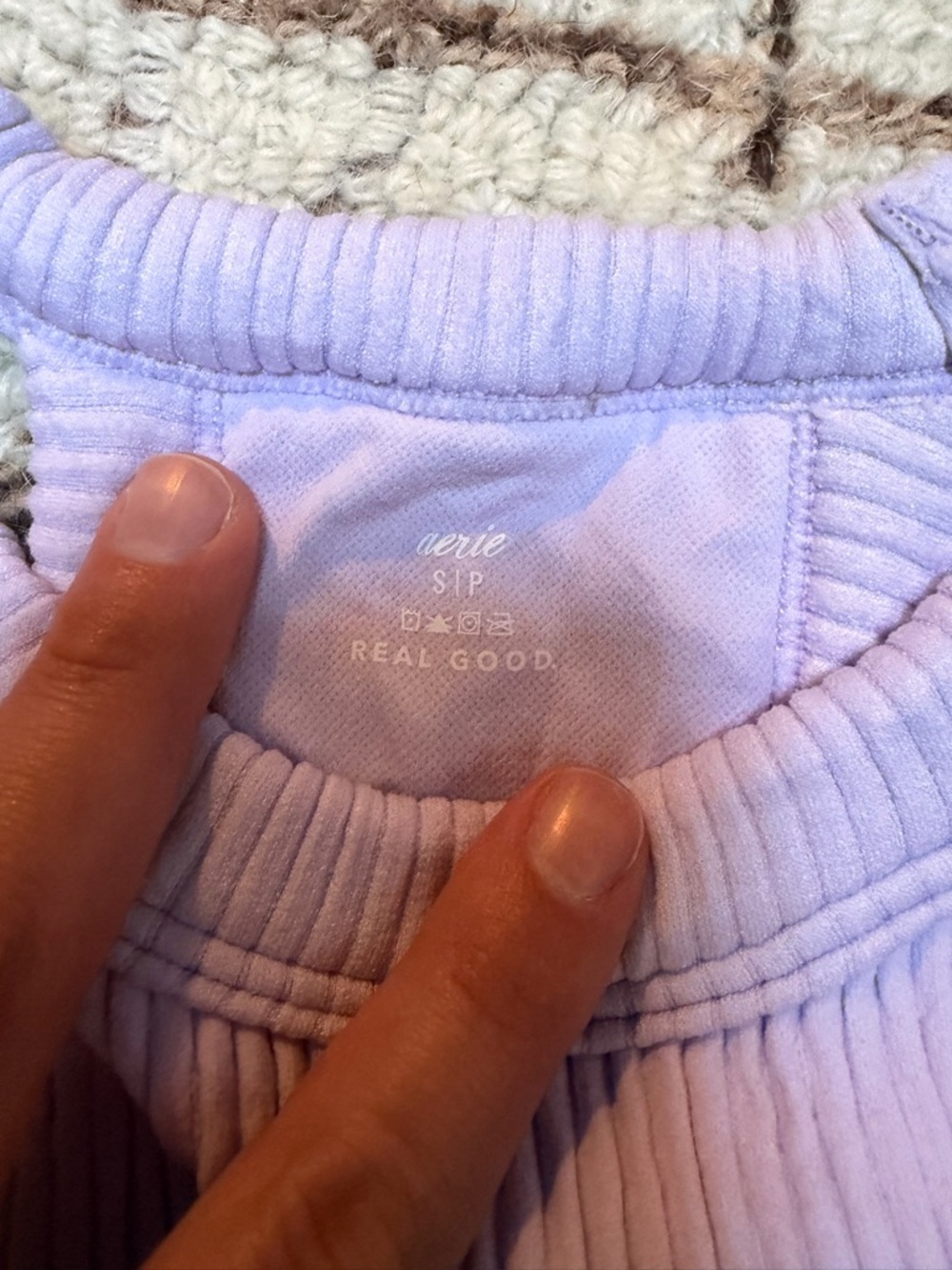 aerie Lavender Ribbed Halter Crop Top - Picture 2 of 2